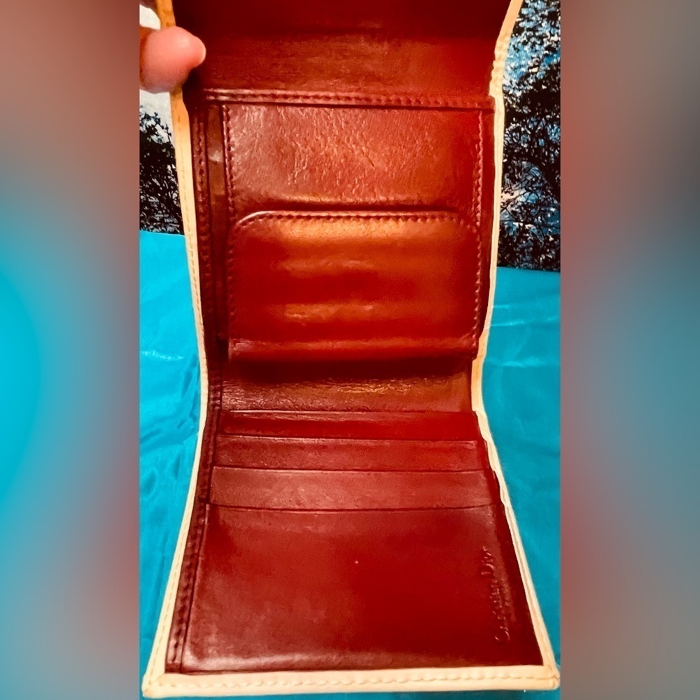 DIOR TROTTER #1 WALLET EUC EXCELLENT INSIDE & OUT 4”x4” BORDEAUX / CREAM - Picture 10 of 13